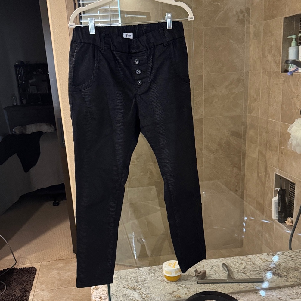 Black Button-Front Pants